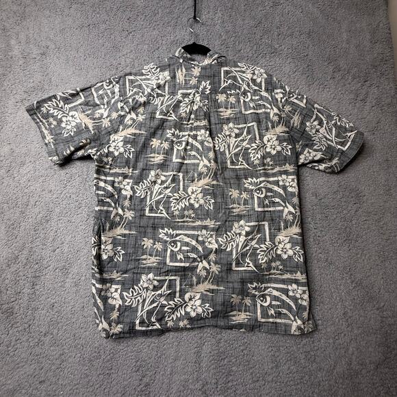 Bishop St Shirt Men's Large Gray Aloha Hawaiian Button Front Short Sleeve - Picture 4 of 7